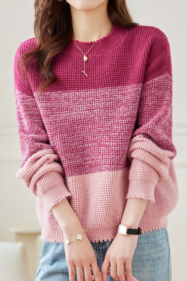 Thickened, Loose and Lazy Gradient Knitted Sweater - liwisi