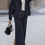 Casual Simple Hoodie Cardigan Straight Skirt 2-Piece Set