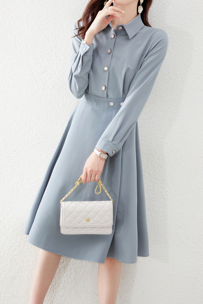 Fashionable Waist-Slimming Shirt Dress - liwisi