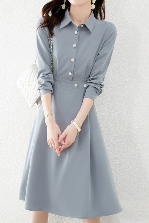 Fashionable Waist-Slimming Shirt Dress - liwisi