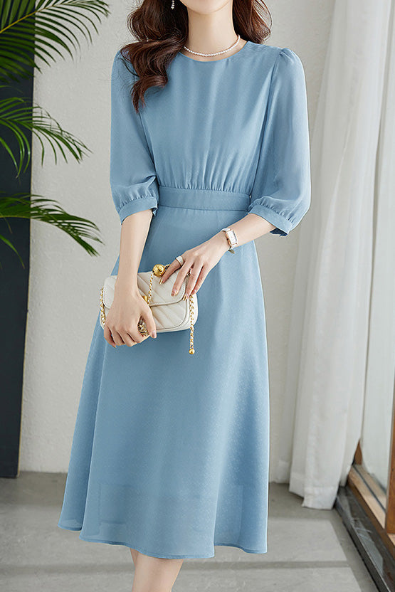 French-Style Three-Quarter Sleeve Elegant Dress - liwisi