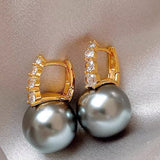Light luxury copper micro inlaid zircon pearl earrings - liwisi
