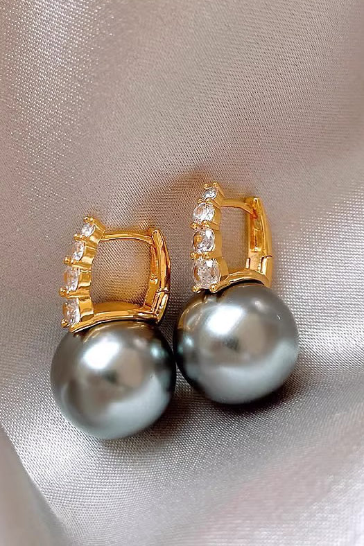 Light luxury copper micro inlaid zircon pearl earrings - liwisi