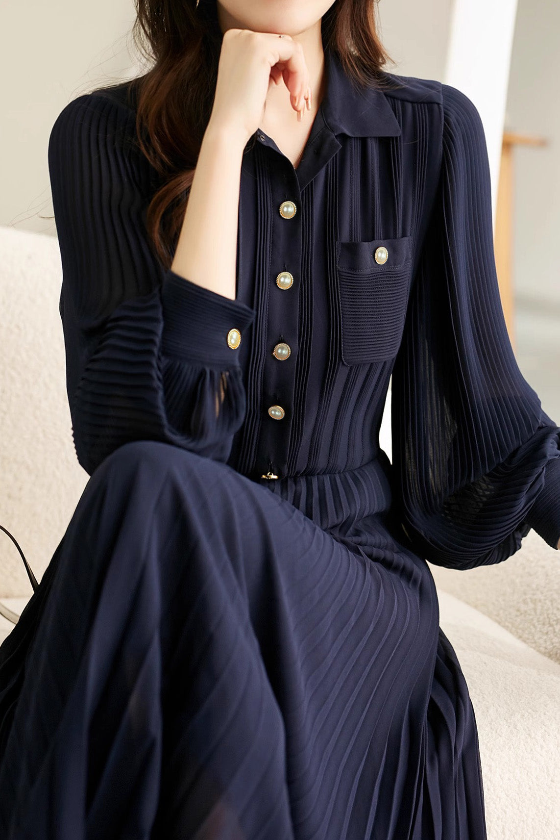 Elegant Temperament Pleated Dress - liwisi