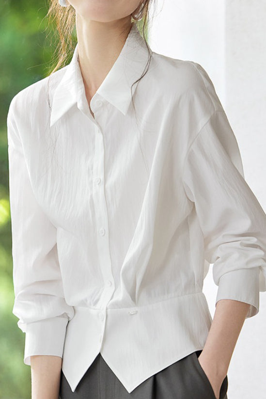 Early Autumn French-Temperament Fitted-Waist Long-Sleeve Shirt - liwisi