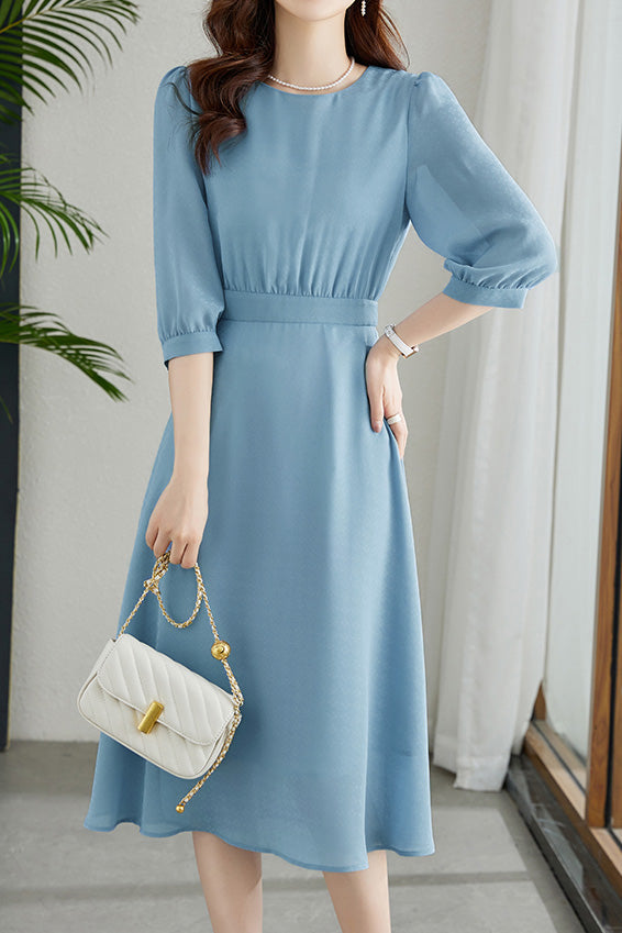 French-Style Three-Quarter Sleeve Elegant Dress - liwisi