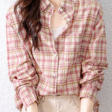 Casual Loose Cotton Plaid Shirt