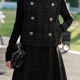 Elegant Waistcoat and High-Waisted Skirt Set - liwisi
