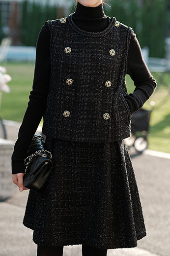 Elegant Waistcoat and High-Waisted Skirt Set - liwisi