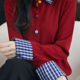 Casual Shirt Cardigan Fake Two-Piece Knitted Sweater