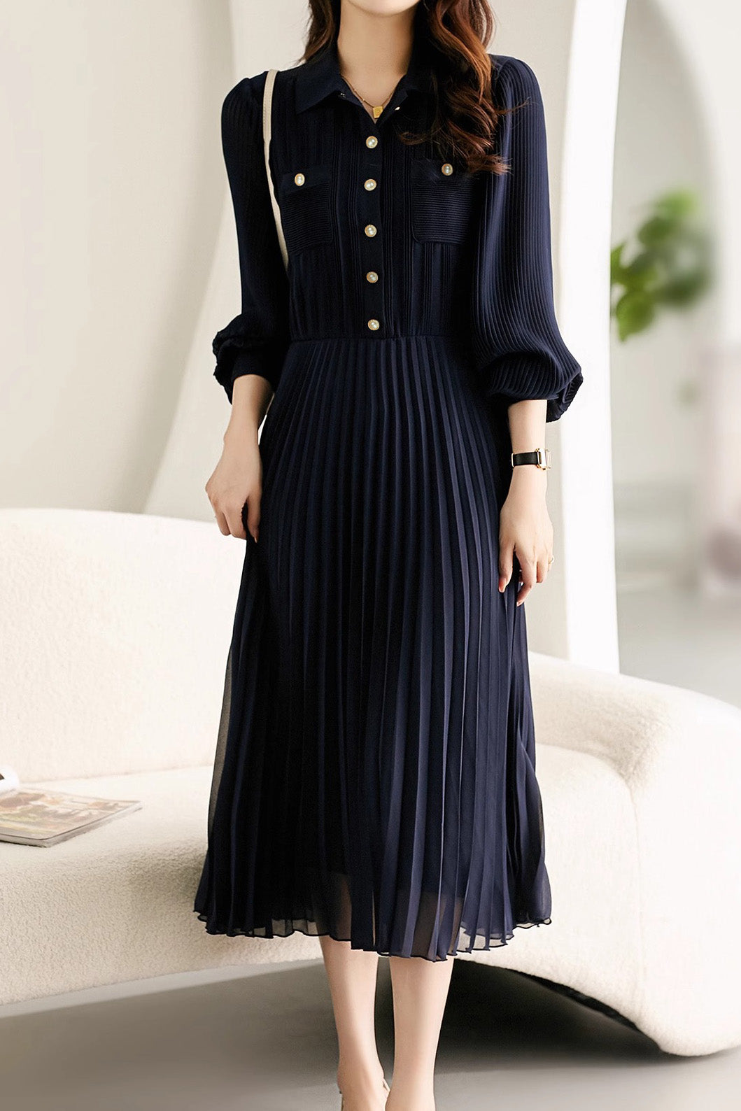 Elegant Temperament Pleated Dress - liwisi