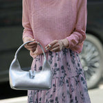 Soft Casual Knit Crewneck Top & Printed Midi Skirt Two-Piece Set - liwisi