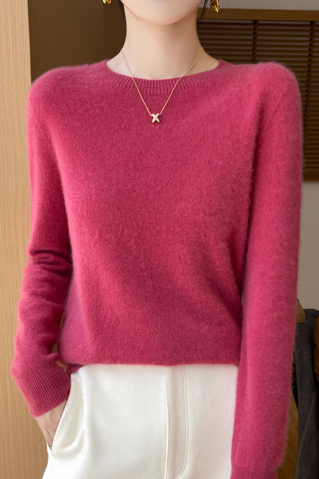 Solid-color round-neck base layer shirt - liwisi