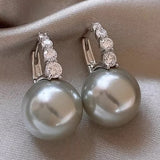 Light luxury copper micro inlaid zircon pearl earrings - liwisi