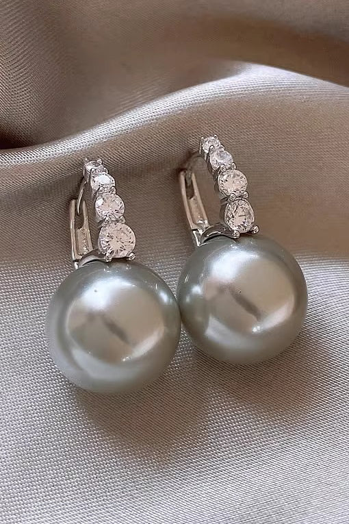 Light luxury copper micro inlaid zircon pearl earrings - liwisi