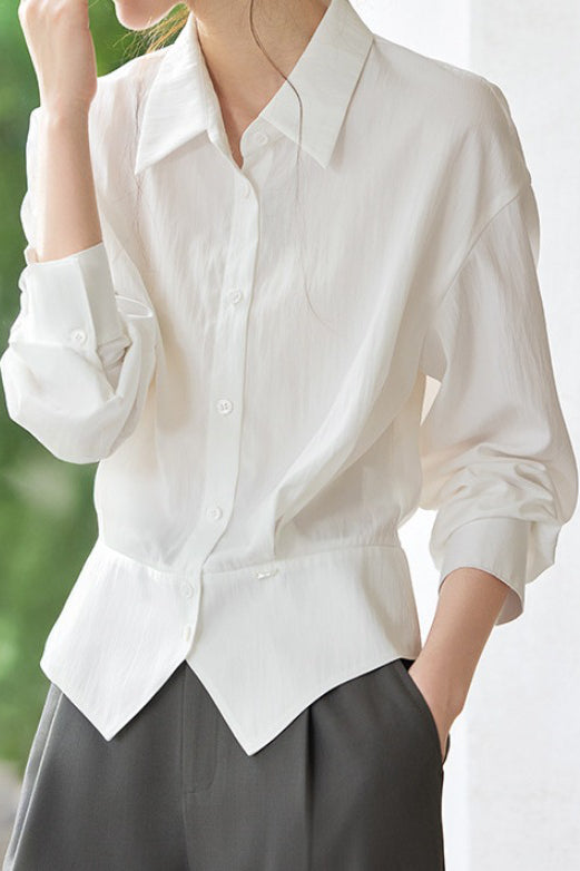 Early Autumn French-Temperament Fitted-Waist Long-Sleeve Shirt - liwisi