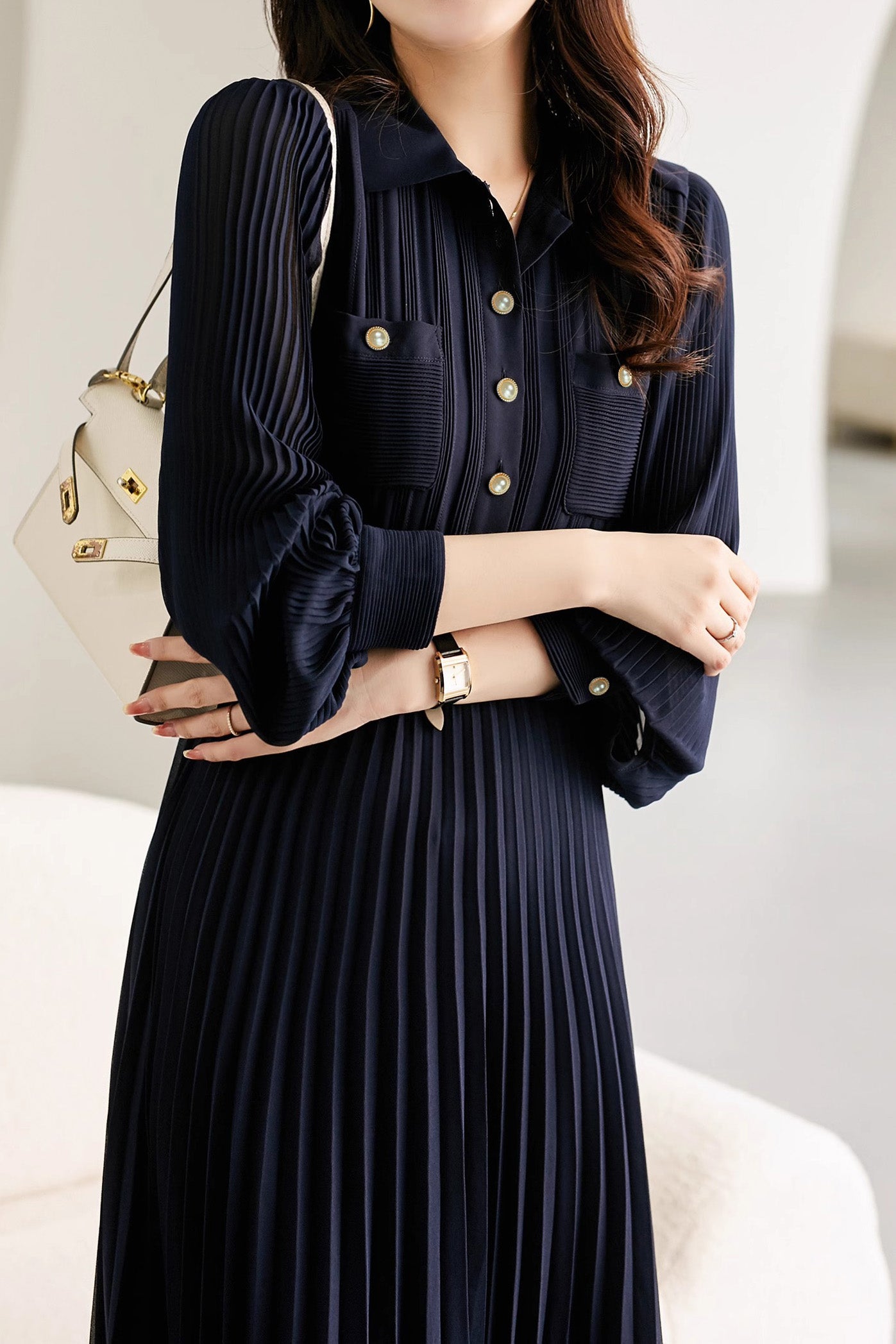Elegant Temperament Pleated Dress - liwisi