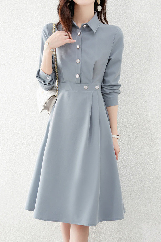 Fashionable Waist-Slimming Shirt Dress - liwisi