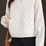 Casual Versatile Stand-Collar Paneled Batwing Sleeve Short Coat - liwisi