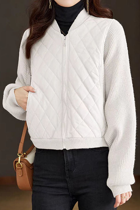 Casual Versatile Stand-Collar Paneled Batwing Sleeve Short Coat - liwisi