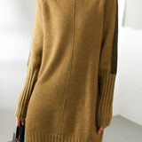 Half turtleneck color-blocked dress - liwisi