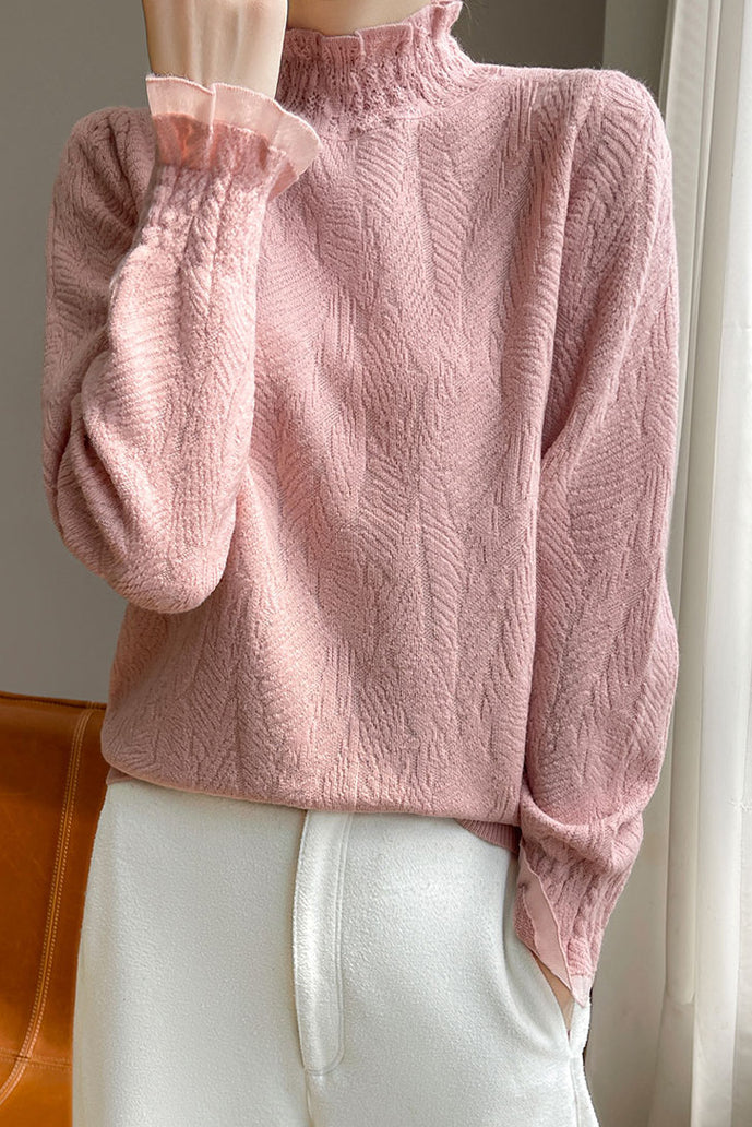 French lace-trimmed knitted undershirt - liwisi