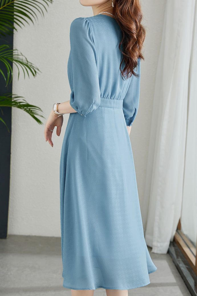 French-Style Three-Quarter Sleeve Elegant Dress - liwisi