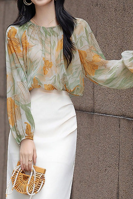 Fashionable elegant printed shirt - liwisi