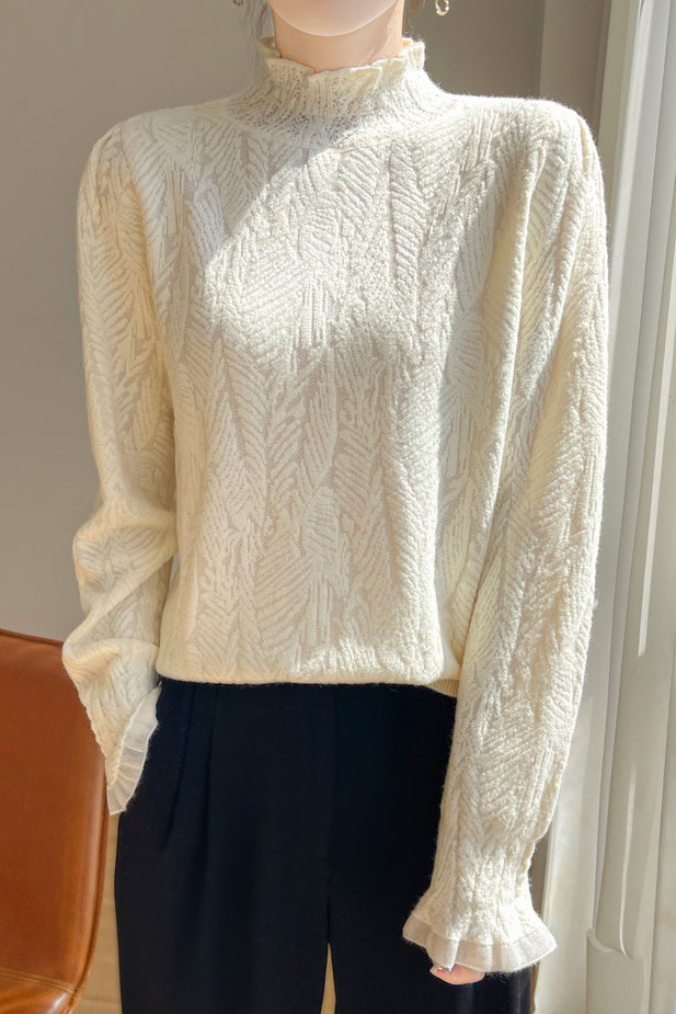 French lace-trimmed knitted undershirt - liwisi