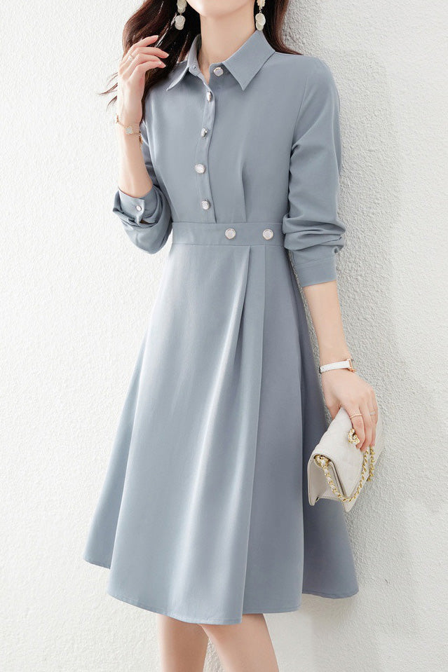 Fashionable Waist-Slimming Shirt Dress - liwisi