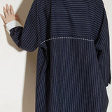 Temperament Retro Shirt-Collar Striped Dress