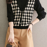 Half turtleneck fake two-piece top - liwisi