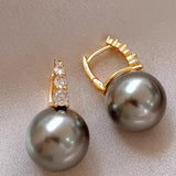 Light luxury copper micro inlaid zircon pearl earrings - liwisi