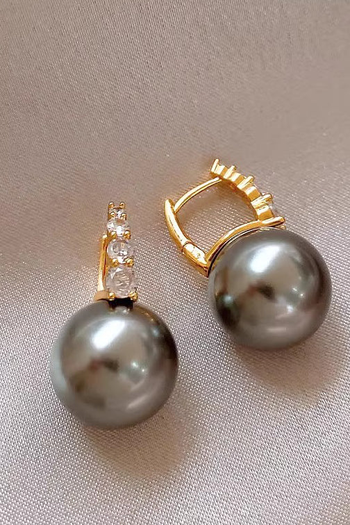 Light luxury copper micro inlaid zircon pearl earrings - liwisi