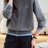 Casual Versatile Color-Block Knitted Cardigan