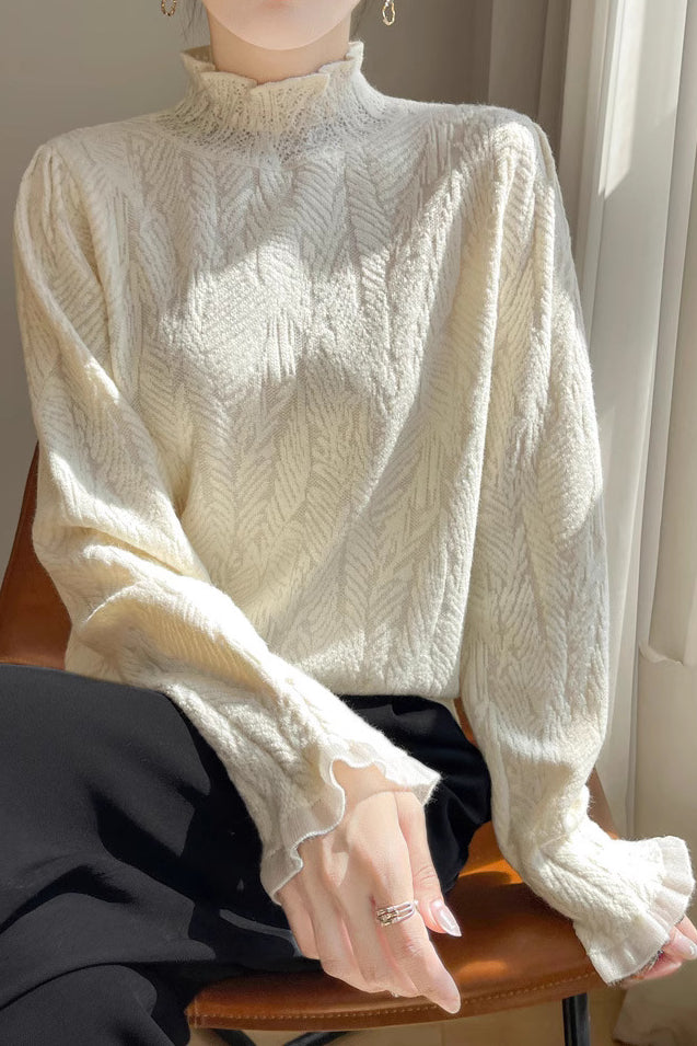 French lace-trimmed knitted undershirt - liwisi