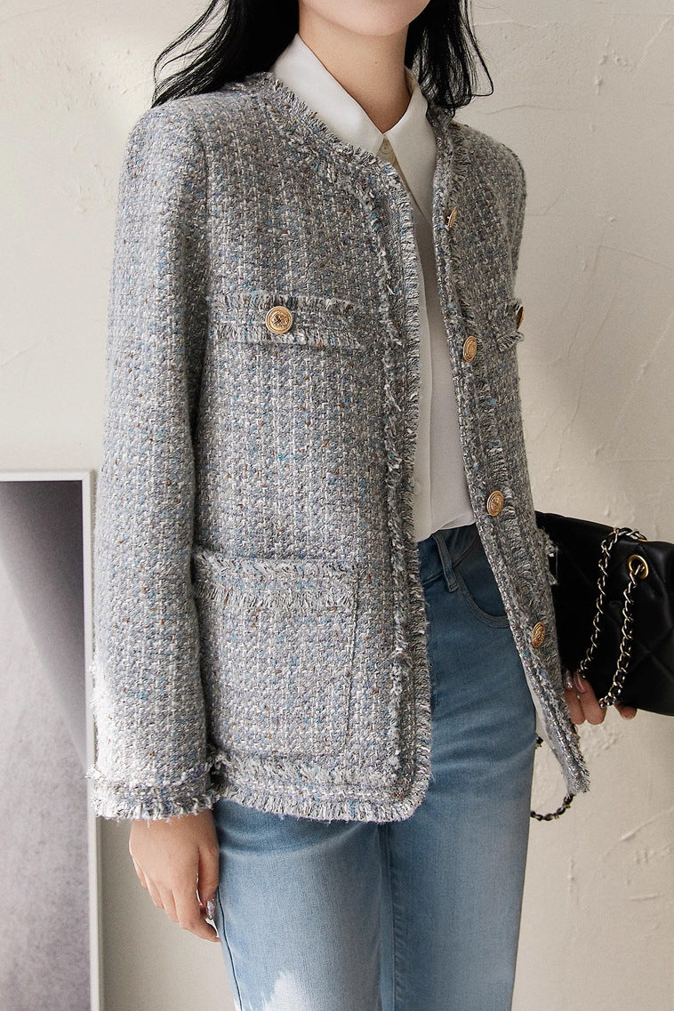 Elegant-Inspired No-Collar Jacket with Lining - liwisi