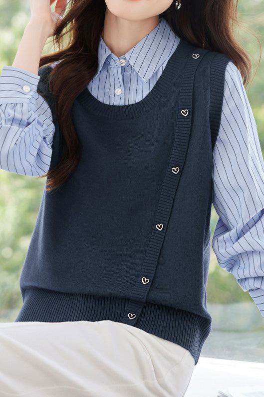 Early Autumn Fashionable Vest Spliced Shirt - liwisi
