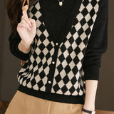 Half turtleneck fake two-piece top - liwisi