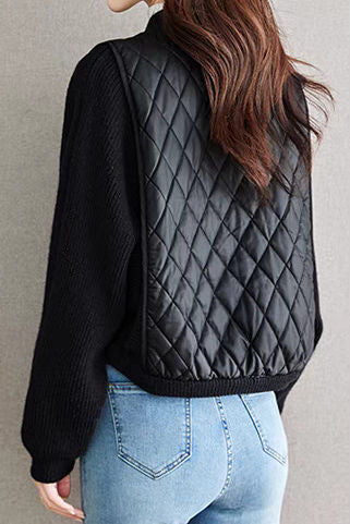 Casual Versatile Stand-Collar Paneled Batwing Sleeve Short Coat - liwisi