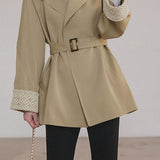 Minimalist Office Loose Stand-Collar Trench Coat