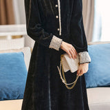 Elegant Ruffle-Paneled Corduroy Dress - liwisi