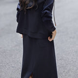 Casual Simple Hoodie Cardigan Straight Skirt 2-Piece Set