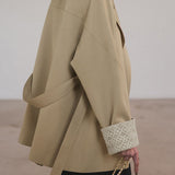 Minimalist Office Loose Stand-Collar Trench Coat