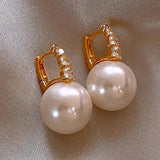 Light luxury copper micro inlaid zircon pearl earrings - liwisi