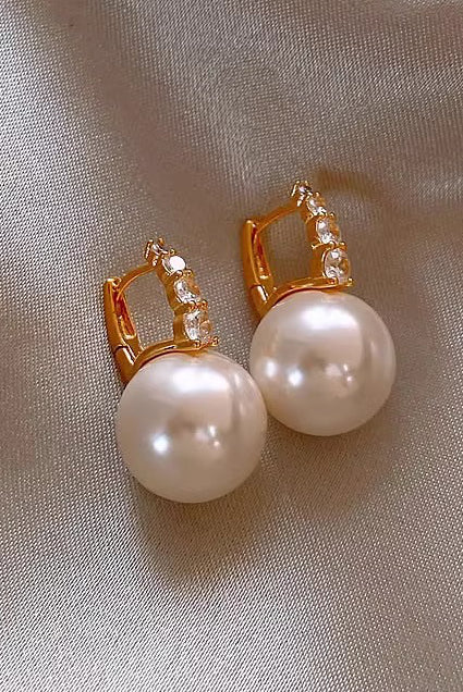 Light luxury copper micro inlaid zircon pearl earrings - liwisi