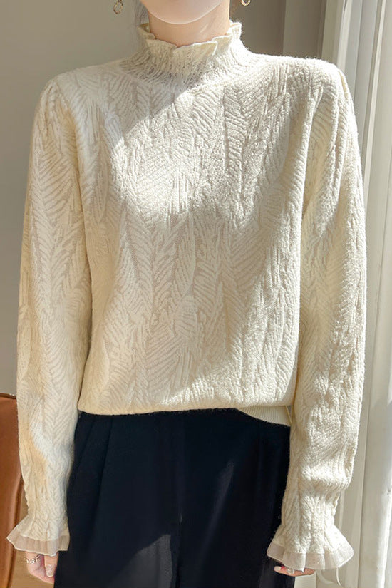 French lace-trimmed knitted undershirt - liwisi