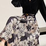Elegant Velvet-Paneled Jacquard A-Line Dress