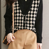 Half turtleneck fake two-piece top - liwisi