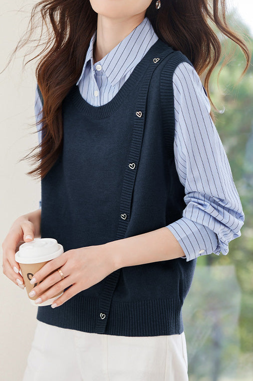 Early Autumn Fashionable Vest Spliced Shirt - liwisi